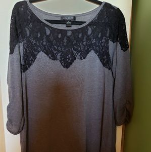 2 FOR $20 TOPS Grey and black lace tunic